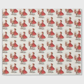 Traditioneel  kattenkerstpapier cadeaupapier (Vlak)