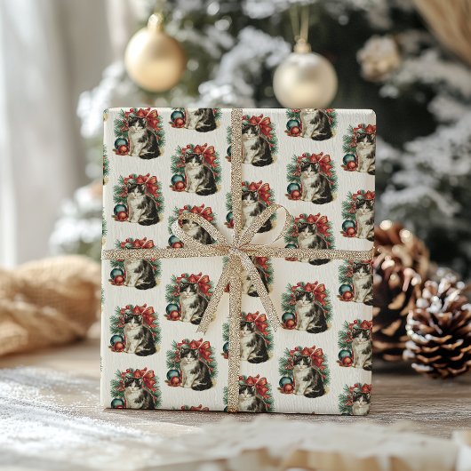 Traditioneel kattenkerstpapier cadeaupapier