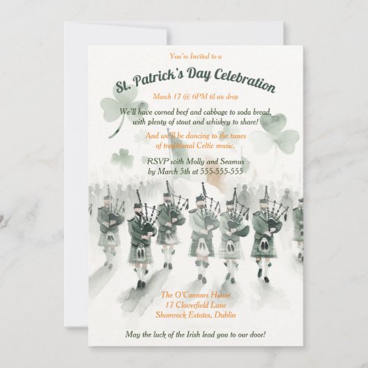 Traditioneel Keltisch Iers St. Patrick’s Day Party Kaart (Voorkant)