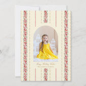 Traditioneel Kerst Botanisch Tapijt Behang Feestdagenkaart (Voorkant)