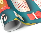 Traditioneel kerst elementen patroon cadeaupapier (Rol Hoek)