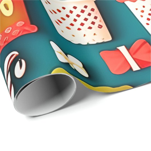 Traditioneel kerst elementen patroon cadeaupapier (Rol Hoek)