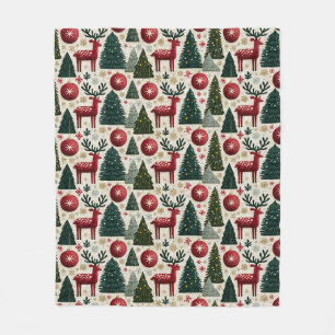 Traditioneel Kerst Rendier Boom Patroon Fleece Deken