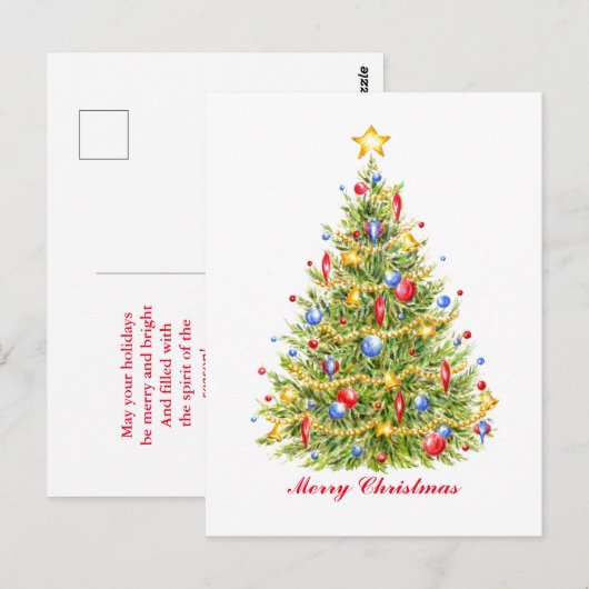 Traditioneel kerstboom Briefkaart vrolijk helder (Voorkant / Achterkant)