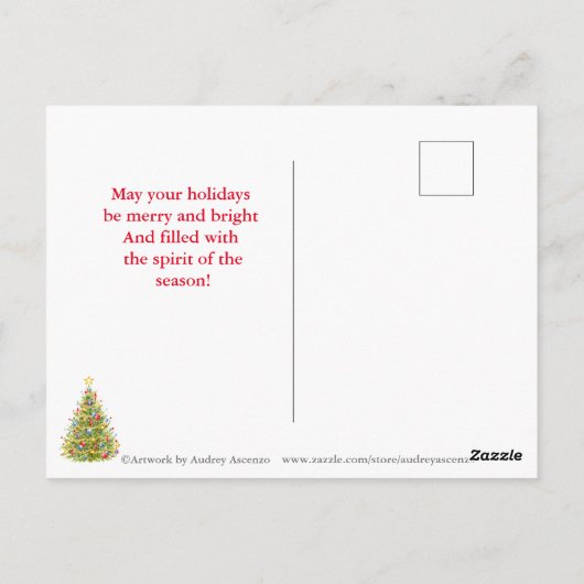 Traditioneel kerstboom Briefkaart vrolijk helder (Achterkant)