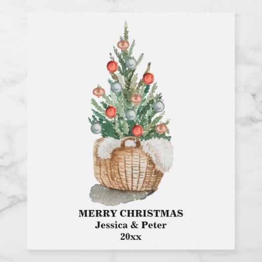 Traditioneel kerstboom Wijnlabel Wijn Etiket (Enkel label)