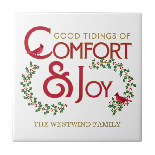 Traditioneel kerstcomfort en vreugde rood groen tegeltje (Voorkant)