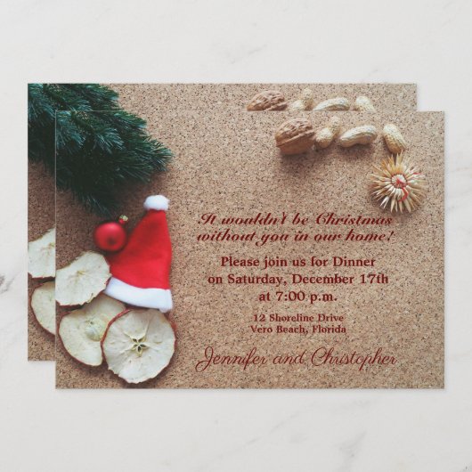 Traditioneel kerstdiner kaart (Voorkant / Achterkant)