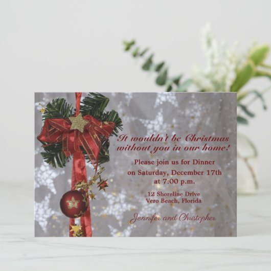 Traditioneel kerstdiner kaart (Staand voorkant)