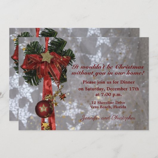 Traditioneel kerstdiner kaart (Voorkant / Achterkant)