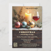 Traditioneel kerstdiner met wijn en kaars kaart (Voorkant)