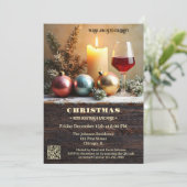 Traditioneel kerstdiner met wijn en kaars kaart (Staand voorkant)