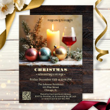 Traditioneel kerstdiner met wijn en kaars