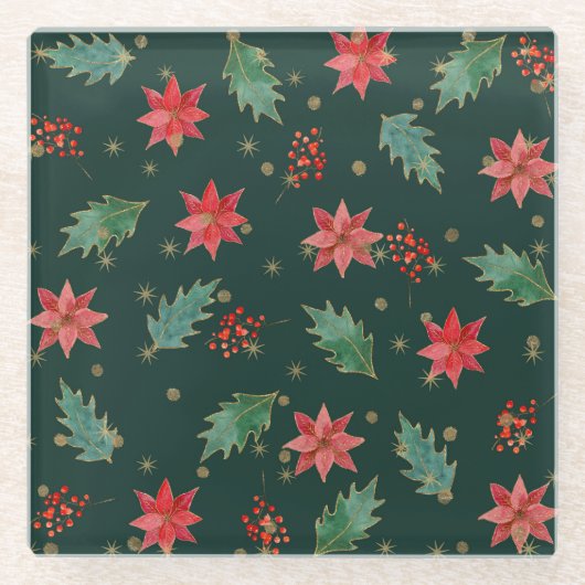 Traditioneel kerstfeest glazen onderzetter (Voorkant)