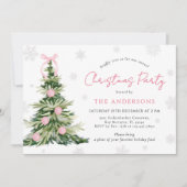 Traditioneel kerstfeest met roze lint boom kaart (Voorkant)