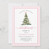 Traditioneel kerstfeest met roze lint boom kaart (Voorkant)