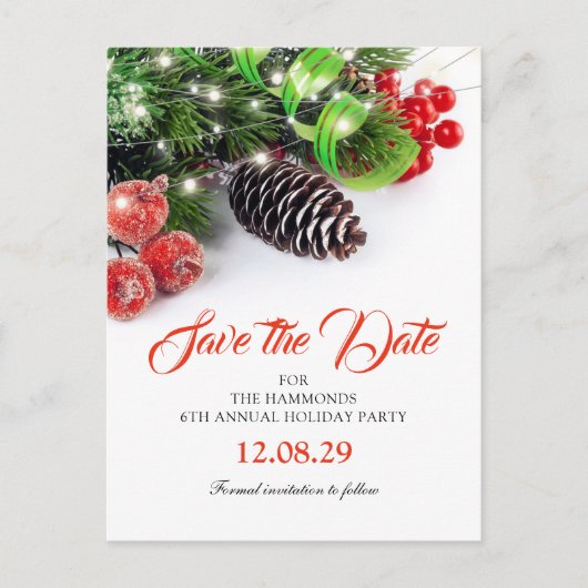 Traditioneel kerstfeestje Save the Date Aankondigingskaart (Voorkant)