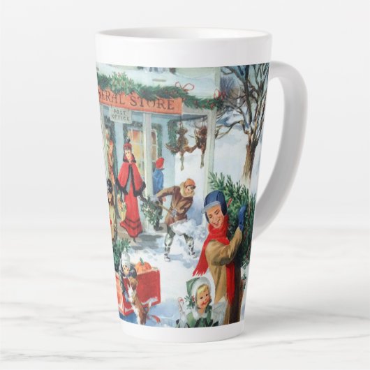 traditioneel kerstinkopen latte mok (Rechterhoek)