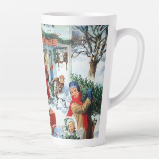 traditioneel kerstinkopen latte mok (Rechts)