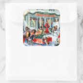 traditioneel kerstinkopen vierkante sticker (Tas)