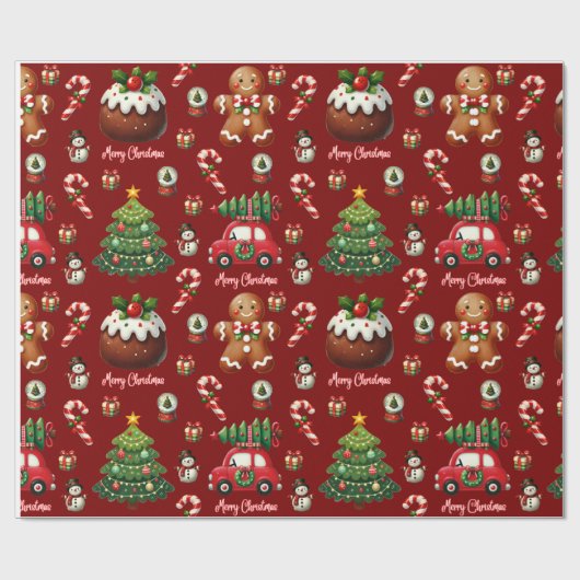 Traditioneel kerstinpakpapier cadeaupapier (Vlak)