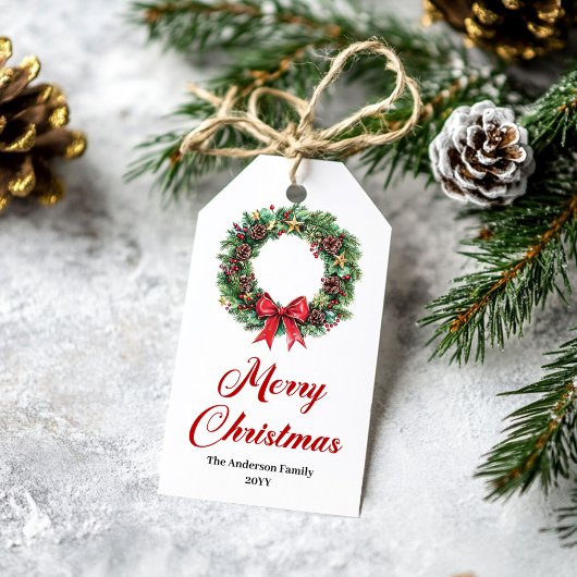 Traditioneel Kerstkrans Vakantie Label Cadeaulabel