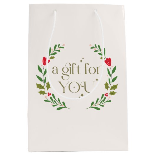 Traditioneel kerstkransgeschenk medium cadeauzakje (Voorkant)