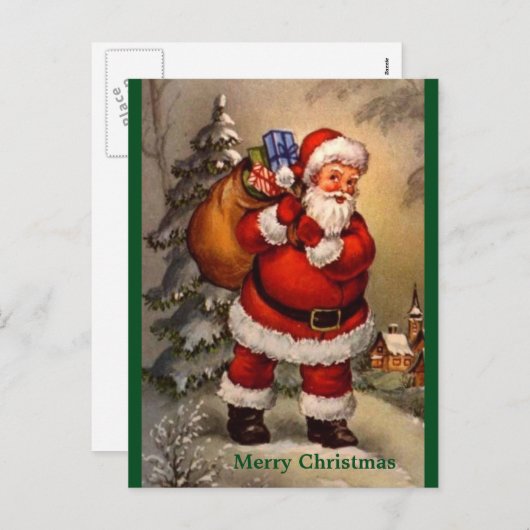 Traditioneel  Kerstman Kopie Kerst Briefkaart (Voorkant / Achterkant)