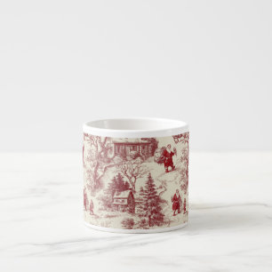 Traditioneel kerstman rood op crème toile de Jouy Espresso Kop