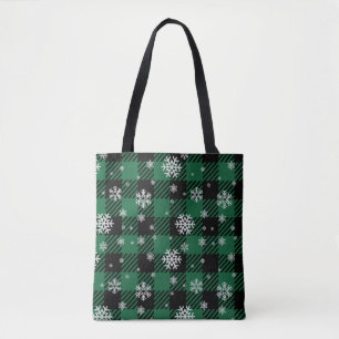 Traditioneel Kerstmis Buffels Schots Ruit met Snee Tote Bag