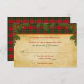 Traditioneel Kerstmis Tartan Schotse Plaid Trouw R RSVP Kaartje (Voorkant / Achterkant)
