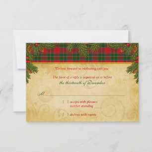 Traditioneel Kerstmis Tartan Schotse Plaid Trouw R RSVP Kaartje