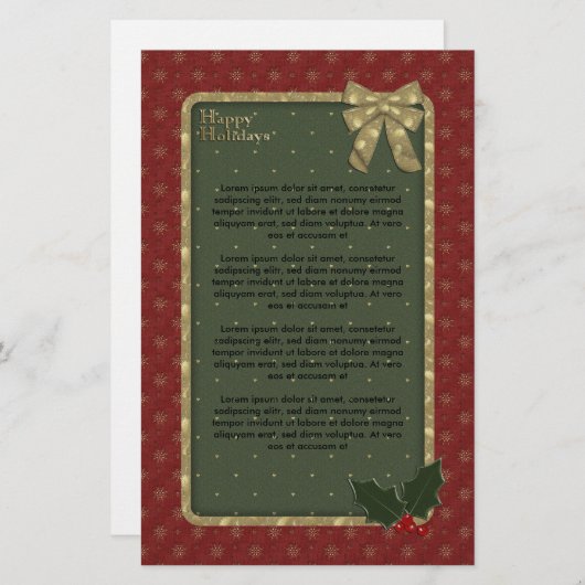 Traditioneel kerstontwerp briefpapier (Voorkant / Achterkant)