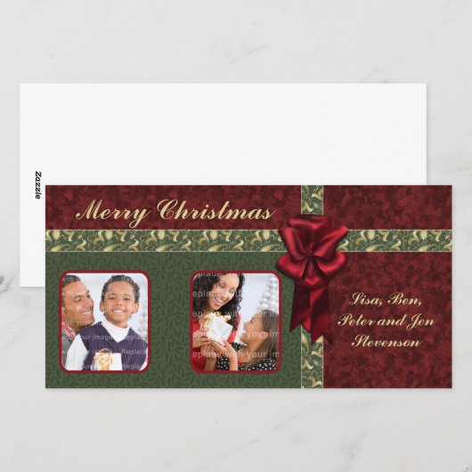 Traditioneel Kerstontwerp Feestdagenkaart (Voorkant / Achterkant)