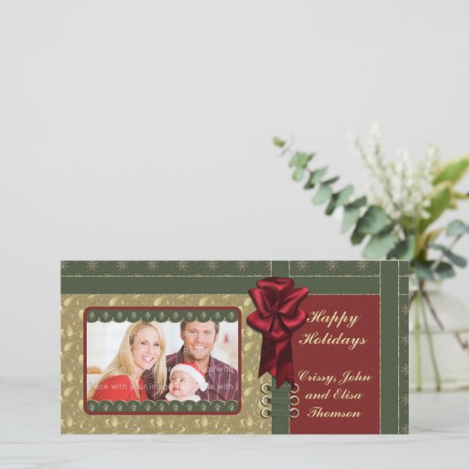 Traditioneel kerstontwerp feestdagenkaart (Staand voorkant)