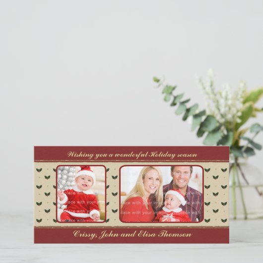 Traditioneel Kerstontwerp Feestdagenkaart (Staand voorkant)