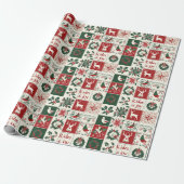 Traditioneel kerstpatroon Vakantieplaid Cadeaupapier (Uitgerold)