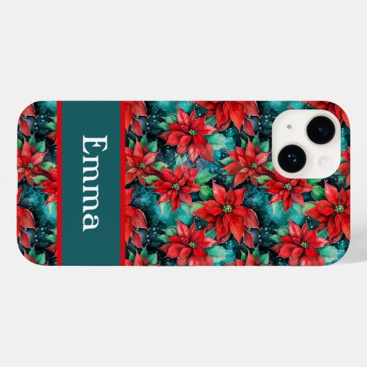 Traditioneel kerstpunsettiaspatroon  Case-Mate iPhone case (Achterkant (horizontaal))