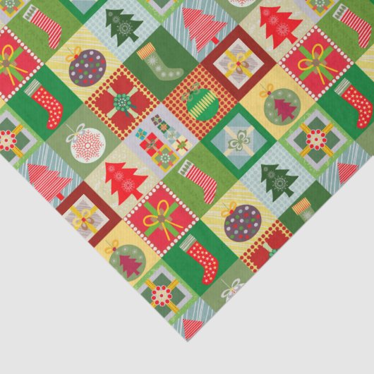 Traditioneel kerstrood groen kantelpatroon tissuepapier (Detail)