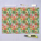 Traditioneel kerstrood groen kantelpatroon tissuepapier (Craft)