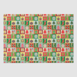 Traditioneel kerstrood groen kantelpatroon tissuepapier