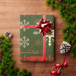 Traditioneel kerstsneeuwvlok patroon cadeaupapier