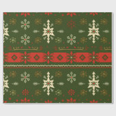 Traditioneel kerstsneeuwvlok patroon cadeaupapier (Vlak)