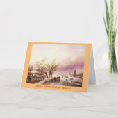 Traditioneel kerstwinterlandschap Nieuwjaarskaart Feestdagen Kaart (Voorkant)