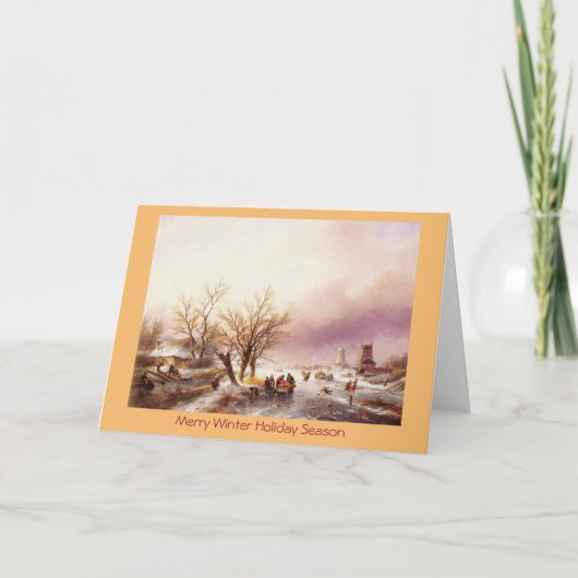 Traditioneel kerstwinterlandschap Nieuwjaarskaart Feestdagen Kaart (Voorkant)