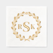 Traditioneel Klassiek Bloemenkrans Monogram Folie Servetten (Voorkant)