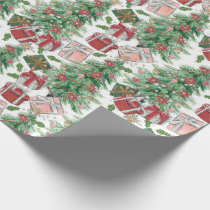 Traditioneel/klassiek kerstboompapier cadeaupapier
