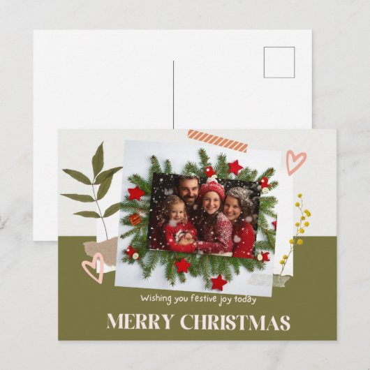 Traditioneel klassiek thema feestdagenkaart (Voorkant / Achterkant)