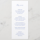Traditioneel Koninklijk Blauw Elegant Huwelijk Menu (Voorkant)