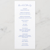 Traditioneel Koninklijk Blauw Elegant Huwelijk Programmakaart (Achterkant)